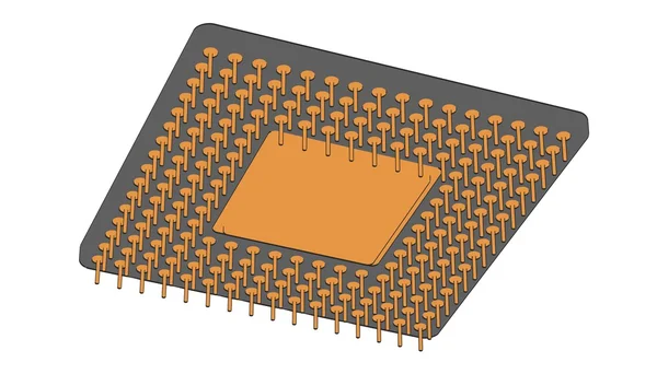 2D illustraion kreskówki chip komputer — Zdjęcie stockowe