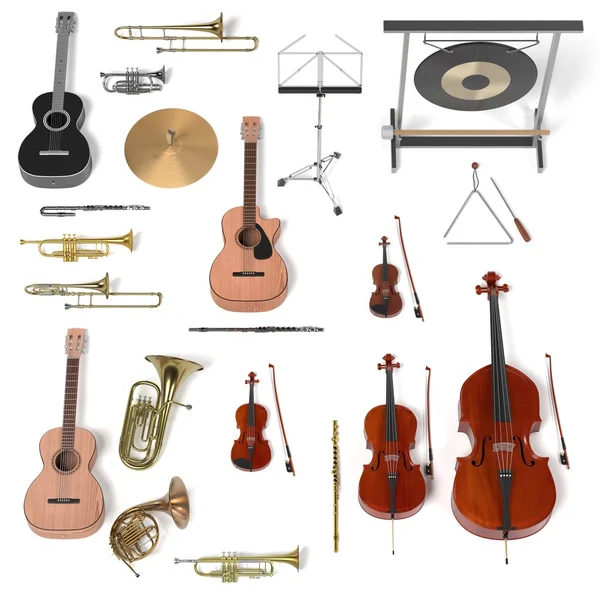 3d renderings of musical instrument set — Stock Photo, Image