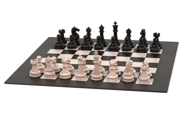 3d 渲染的国际象棋棋盘游戏 — 图库照片