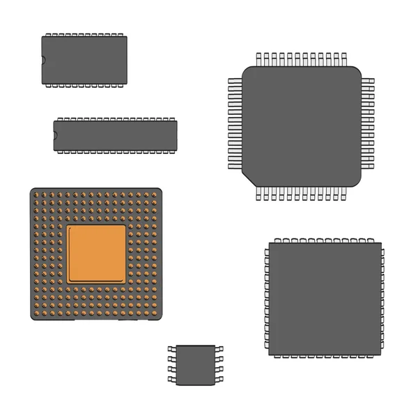 2d мультфильм иллюстрированный компьютерными чипами — стоковое фото