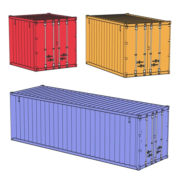 2D cartoon illustraion van cargo containers — Stockfoto