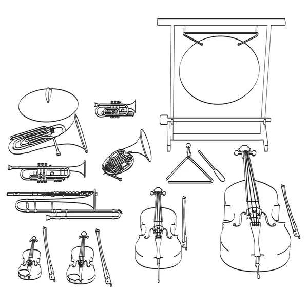 2D illustratie van de tekenfilm van muziekinstrumenten - orkest — Stockfoto