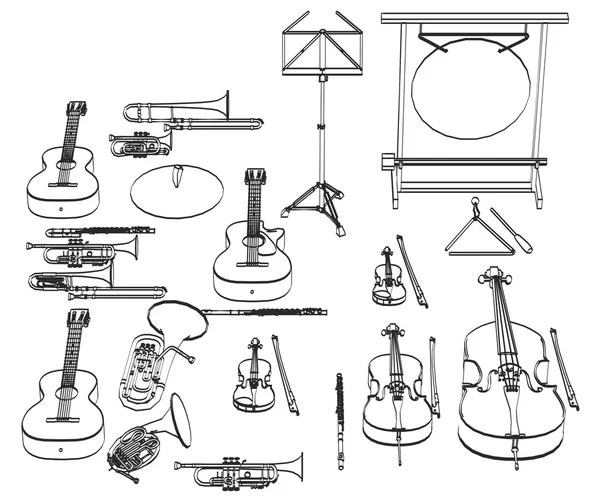 2d cartoon illustration of musical instruments — Stock Photo, Image