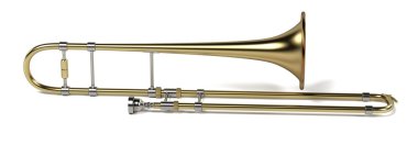 3D render trombon müzik aleti