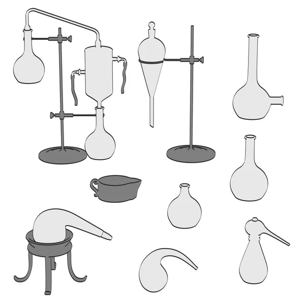 Cartoon illustration of alchemy tools — Stock Photo, Image