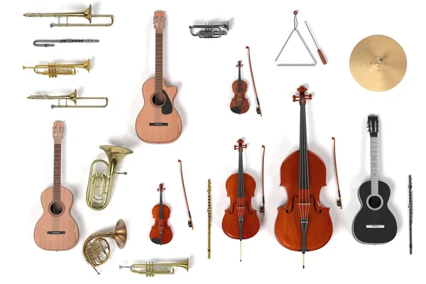 3D renderings van muziekinstrument instellen — Stockfoto