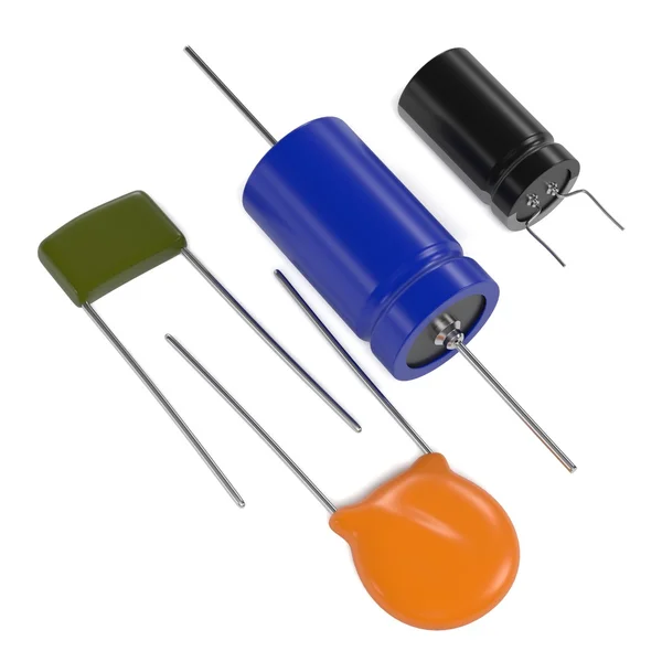 3d representación de piezas electrónicas del condensador — Foto de Stock
