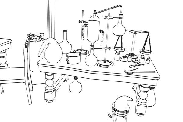 2d карикатура на лабораторию алхимии — стоковое фото