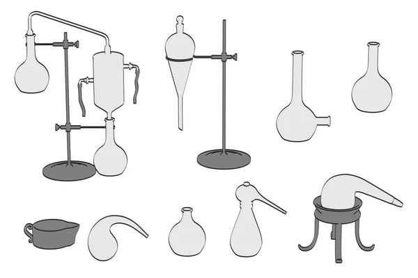 2d cartoon illustration of alchemy tools — Stock Photo, Image