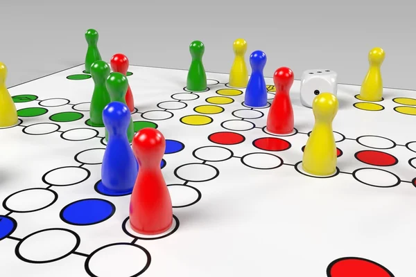 Rendering 3d del gioco del ludo — Foto Stock