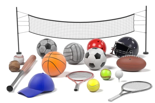 3d renderings of sport equipment set — Stock Photo, Image