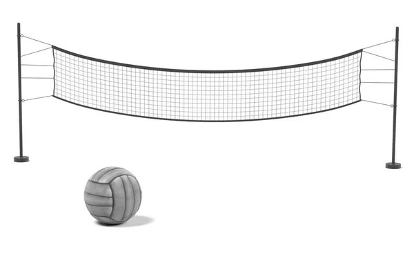 3d representación de la red de voleibol con bola —  Fotos de Stock