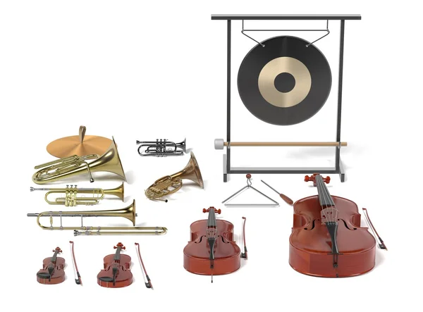 3d renderings of orchestra musical instruments — Stock Photo, Image