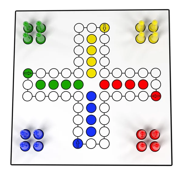 Wizualizacje 3D gry ludo — Zdjęcie stockowe