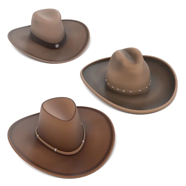 3D visszaadás-ból cowboy kalapok — Stock Fotó