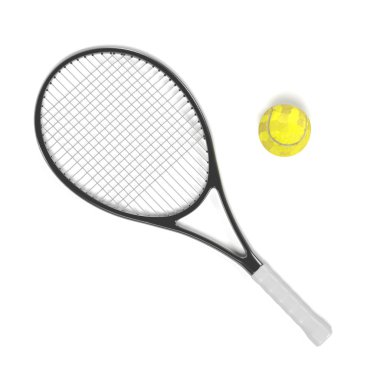 Tenis raket ve top 3D render