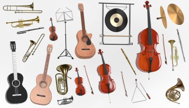 müzik aleti 3D render ayarla