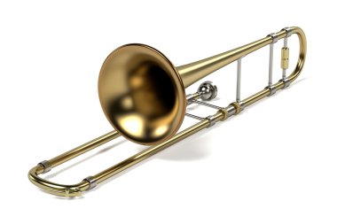 3D render trombon müzik aleti