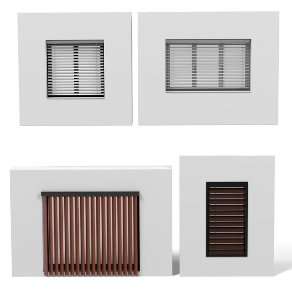 3d renderização de janelas modernas conjunto — Fotografia de Stock