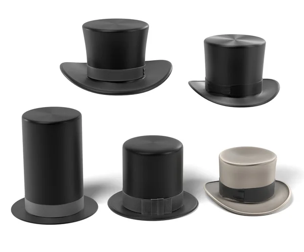3d renderings of top hats — Stock Photo, Image