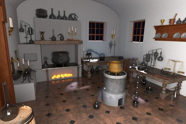 3d renderings of alchemy laboratory — Stock Photo, Image
