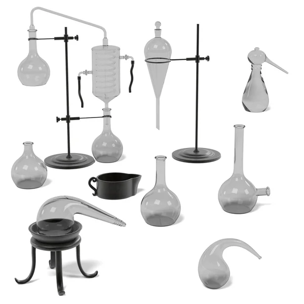 3d renderings of alchemy tools set — Stock Photo, Image