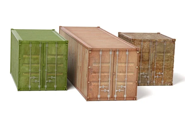 3D renderings van roestig cargo containers — Stockfoto