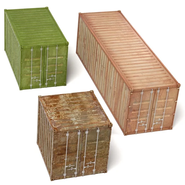 3d renderizaciones de contenedores de carga oxidados —  Fotos de Stock