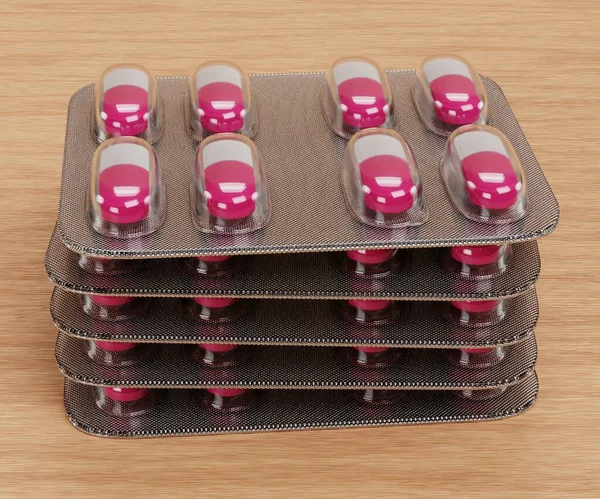 Realisztikus Render Buborékcsomagolás Tablettákkal — Stock Fotó
