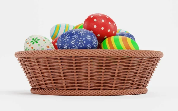 Realistic Render Easter Eggs Basket — Photo