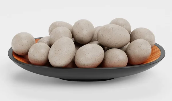 Realistic Render Easter Eggs Bowl — Stock Photo, Image