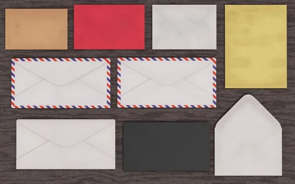 Realistic Render Paper Envelopes — Stock Photo, Image