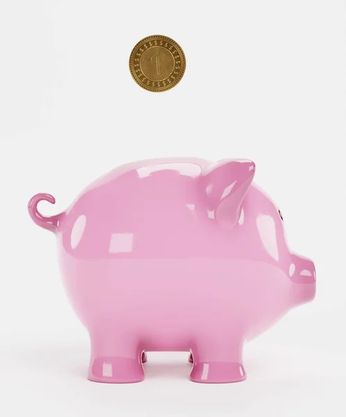 Realistický Render Piggy Bank Mincí — Stock fotografie