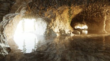 Mağara 'nın Gerçekçi 3B Çizimi 