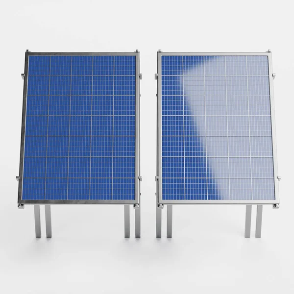 现实的太阳能电池板3D渲染 — 图库照片