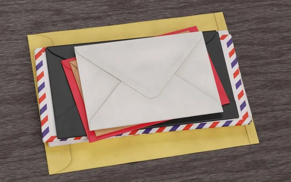 Realistic Render Paper Envelopes — Stock Photo, Image