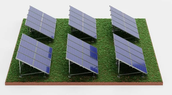 Güneş Paneli Çiftliğinin Gerçekçi Hazırlaması — Stok fotoğraf