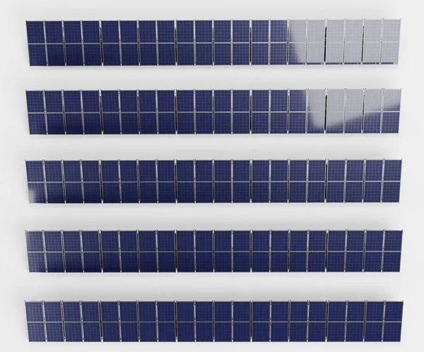 Renderizado Realista Granja Del Panel Solar —  Fotos de Stock
