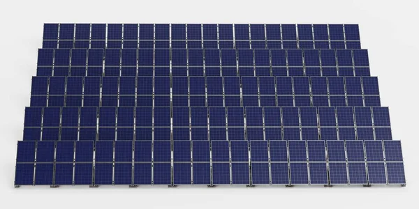 Realistic Render Solar Panel Farm — Stock Photo, Image