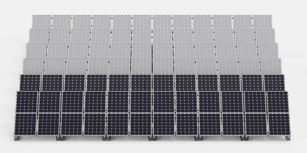 Realistic Render Solar Panel Farm — Stock Photo, Image