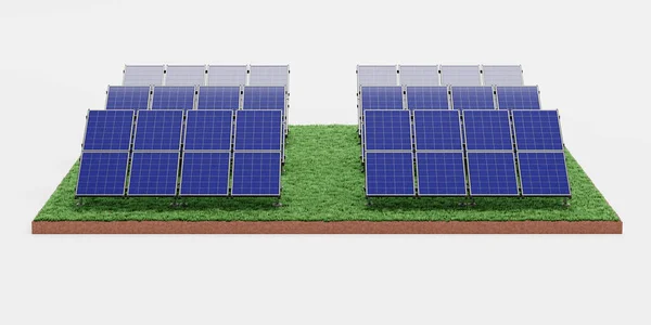 Realistische Render Solar Panel Farm — Stockfoto