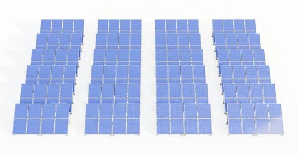 Realistic Render Solar Panel Farm — Stock Photo, Image