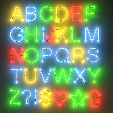 Neon ışıkları - alfabe