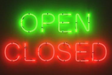 Neon ışıkları - açık ve kapalı işaretleri