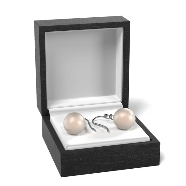 Earrings in box — Stock Photo, Image
