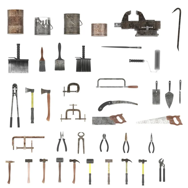 Große Sammlung von Werkzeugen Stockbild