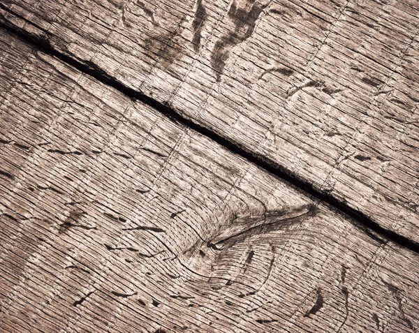 Crack on an old wooden oak board — Stock Photo, Image