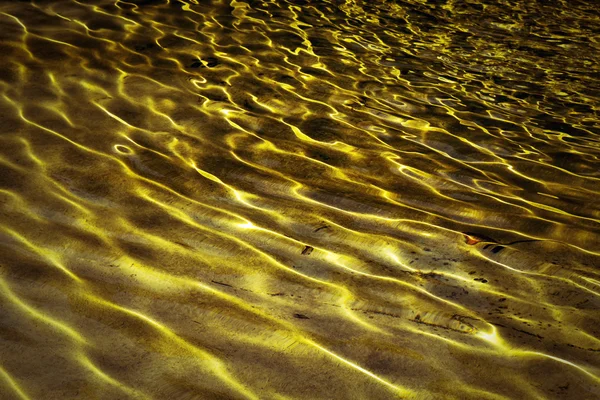 Złote fale na powierzchni jeziora wieczorem — Zdjęcie stockowe