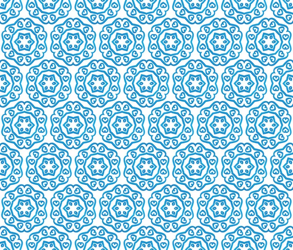 Background Textile Blue Hexagonal Heart Patterns — Stock fotografie