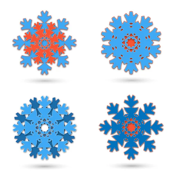 Чотири ізольовані абстрактні сніжинки — стокове фото